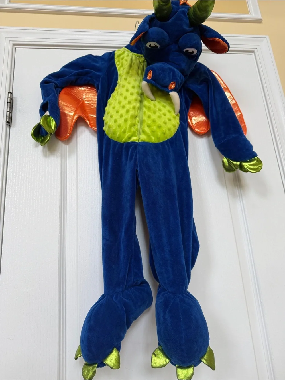 Blue and Lime Plush Dragon Kids Costume